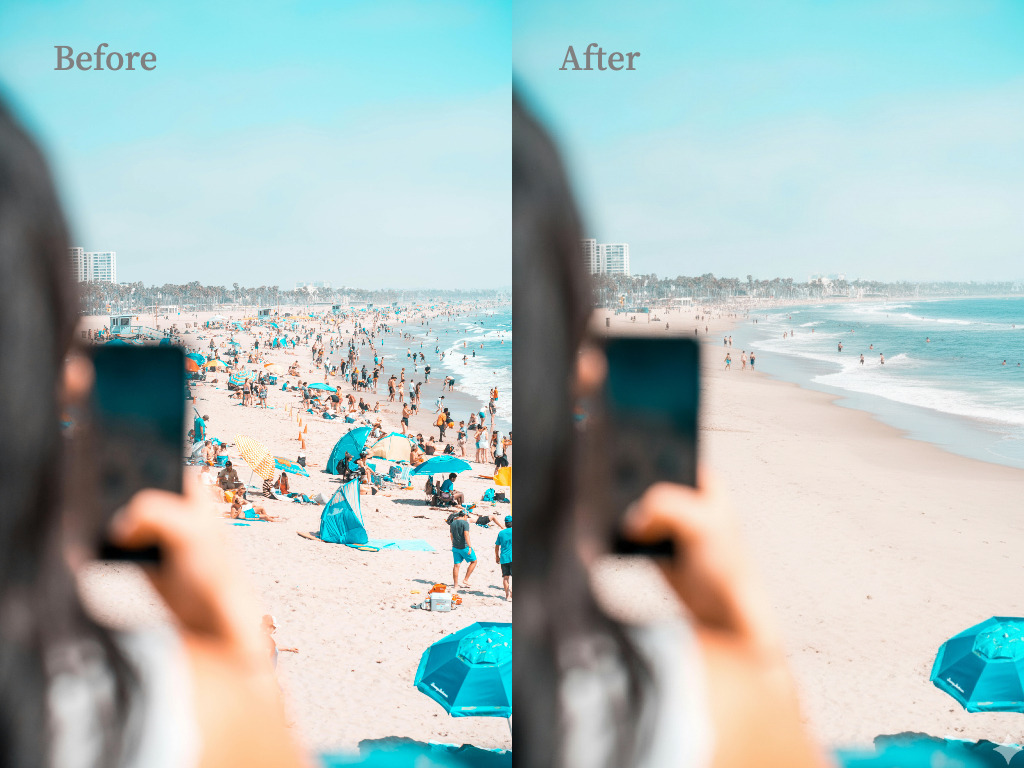 AI remove people from travel photo background