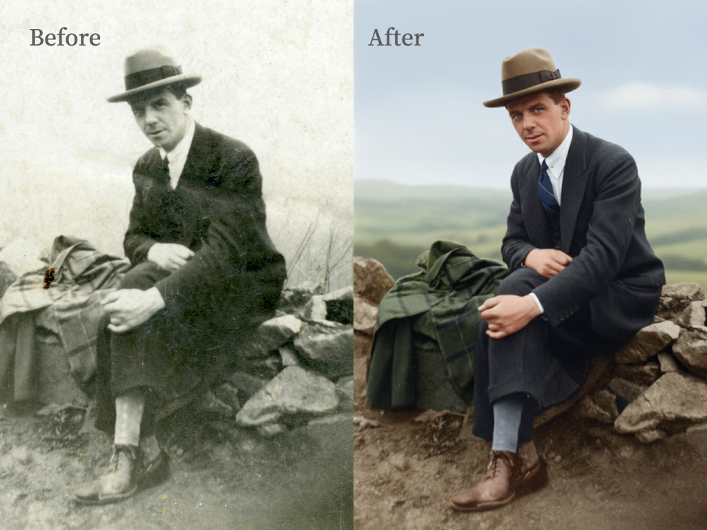 AI old photo restoration and colorization